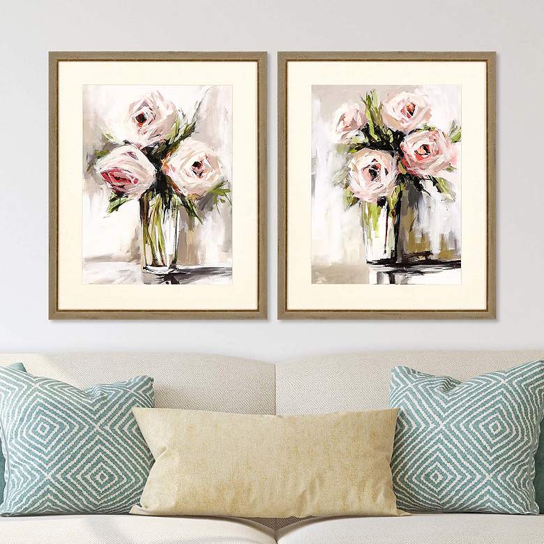 Image 1 Spring Bouquet 32" High 2-Piece Framed Giclee Wall Art Set