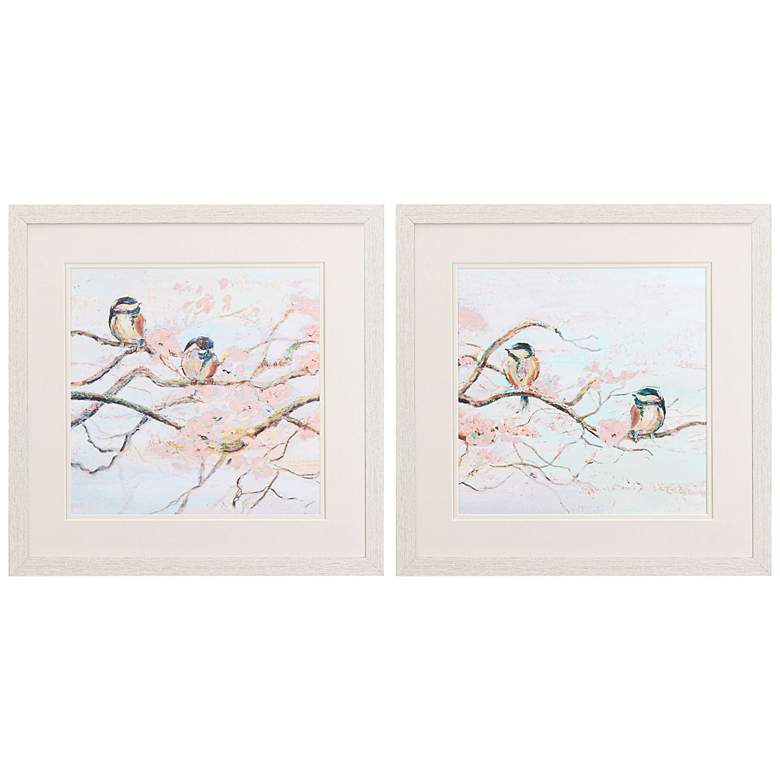 Image 3 Spring Branch Birds 17 inch Square 2-Piece Framed Wall Art Set