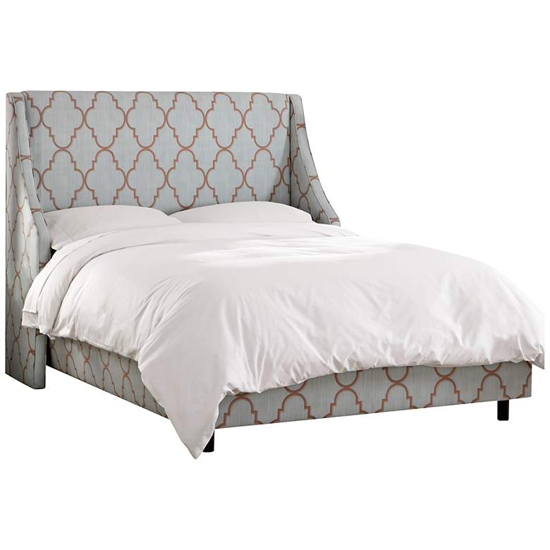 Image 1 Spring Breeze Mineral Queen Swoop Arm Wingback Bed