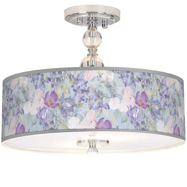 Image 1 Spring Flowers Giclee 16 inch Wide Semi-Flush Ceiling Light