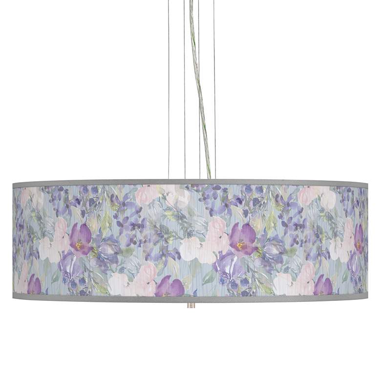 Image 1 Spring Flowers Giclee 24 inch Wide 4-Light Pendant Chandelier