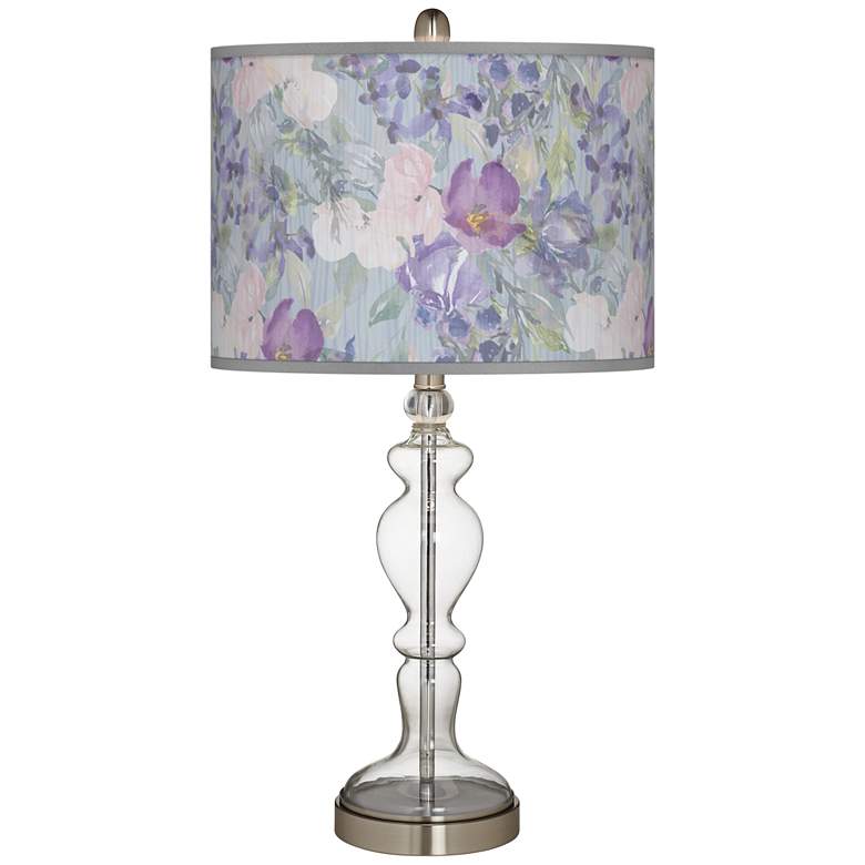 Image 1 Spring Flowers Giclee Apothecary Clear Glass Table Lamp