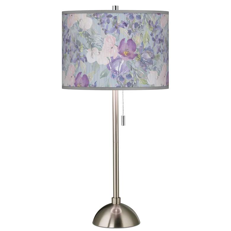 Image 1 Spring Flowers Giclee Brushed Nickel Table Lamp