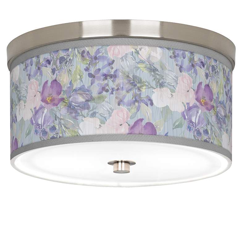 Image 1 Spring Flowers Giclee Nickel 10 1/4 inch Wide Ceiling Light