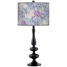 Image1 of Spring Flowers Giclee Paley Black Table Lamp