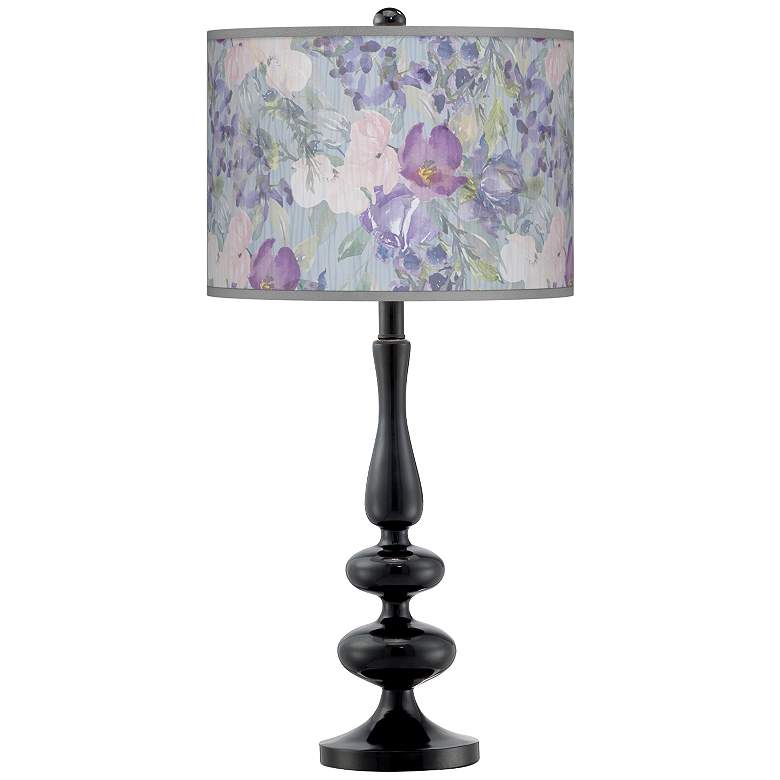 Image 1 Spring Flowers Giclee Paley Black Table Lamp