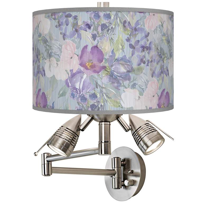 Image 1 Spring Flowers Giclee Plug-In Swing Arm Wall Lamp