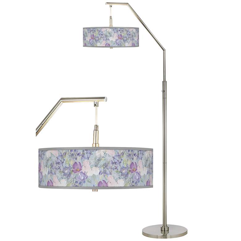 Image 1 Spring Flowers Giclee Shade Arc Floor Lamp