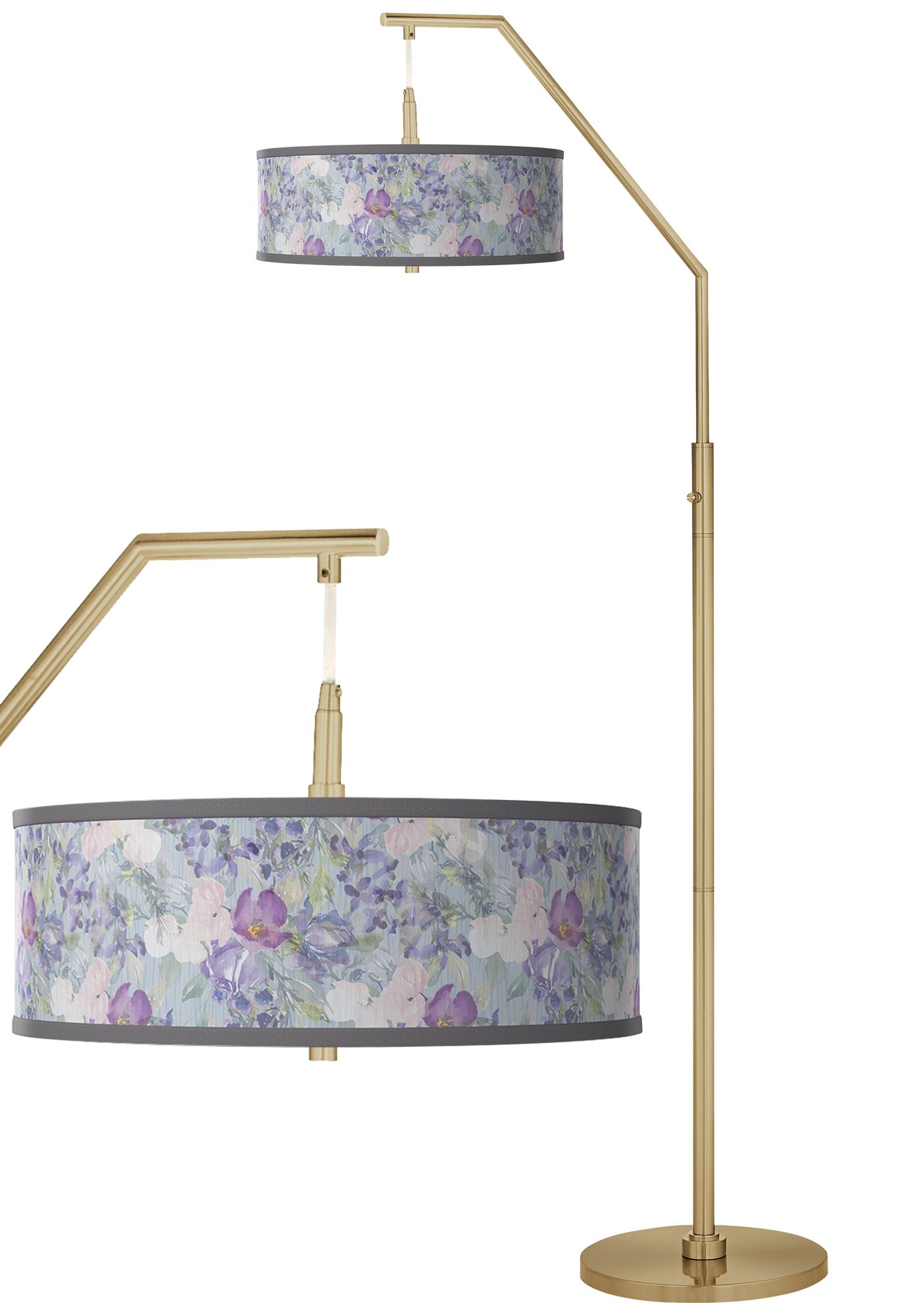 Image Spring Flowers Giclee Warm Gold Arc Floor Lamp