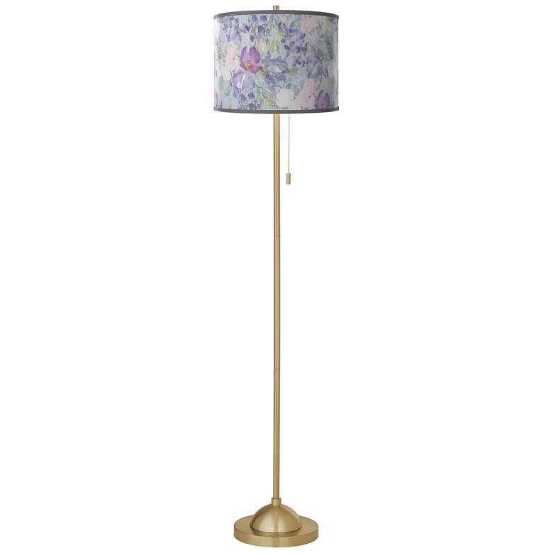 Image 2 Spring Flowers Giclee Warm Gold Stick Floor Lamp