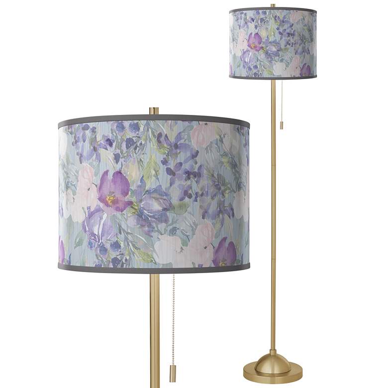 Image 1 Spring Flowers Giclee Warm Gold Stick Floor Lamp