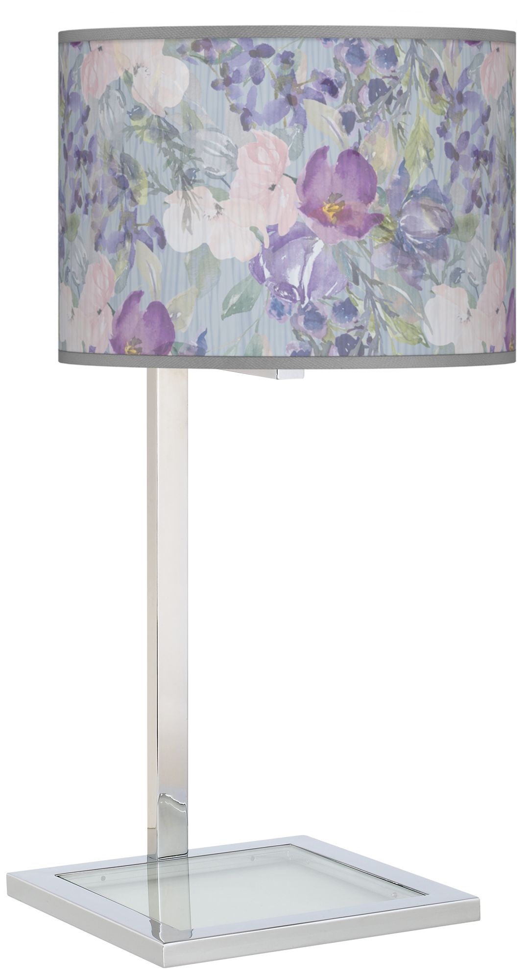 Spring Flowers Glass Inset Table Lamp