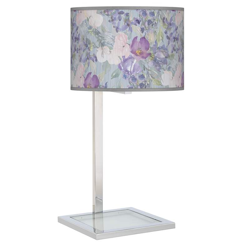 Image 1 Spring Flowers Glass Inset Table Lamp