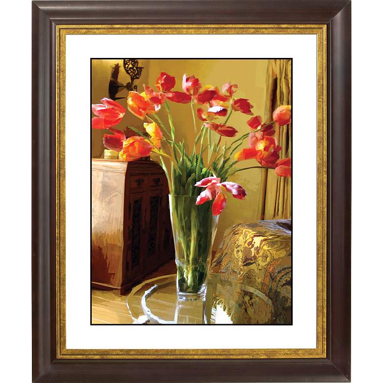 Image 1 Spring Flowers II Gold Bronze Frame Giclee 20" High Wall Art
