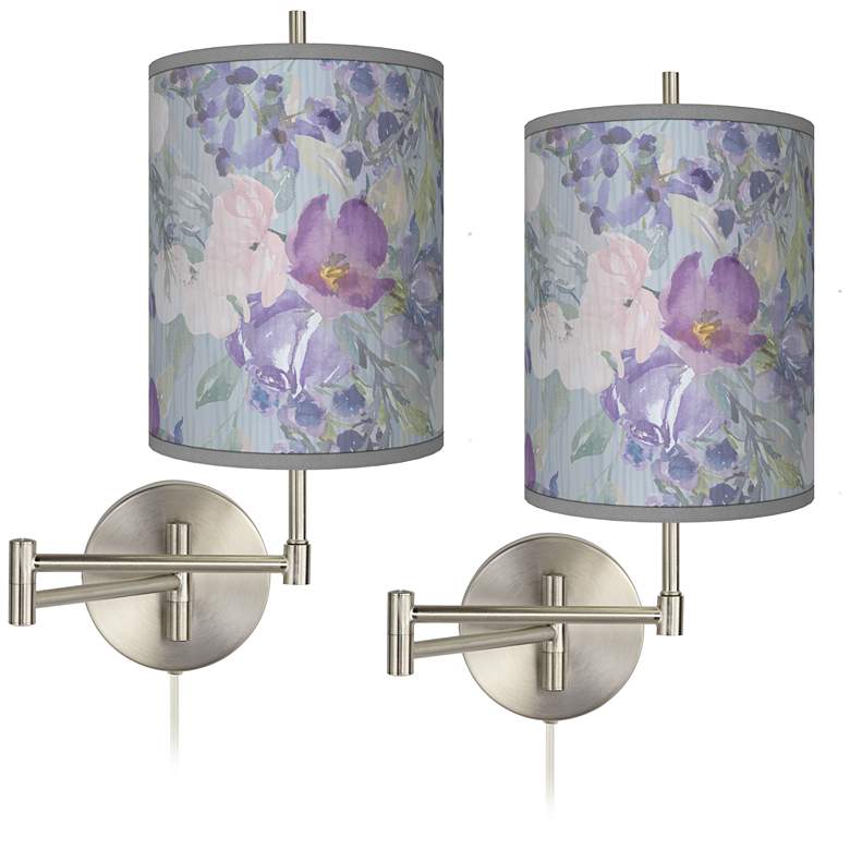 Image 1 Spring Flowers Tessa Brushed Nickel Wall Lamps Set of 2