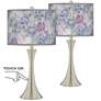 Spring Flowers Trish Brushed Nickel Touch Table Lamps Set of 2