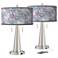 Spring Flowers Vicki Brushed Nickel USB Table Lamps Set of 2