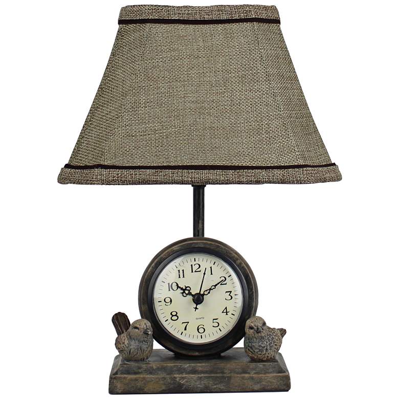 Image 1 Spring Forward 12 inch High French Songbird Clock Table Lamp
