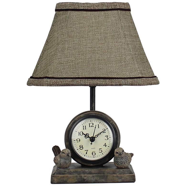 Image 1 Spring Forward 12" High French Songbird Clock Table Lamp
