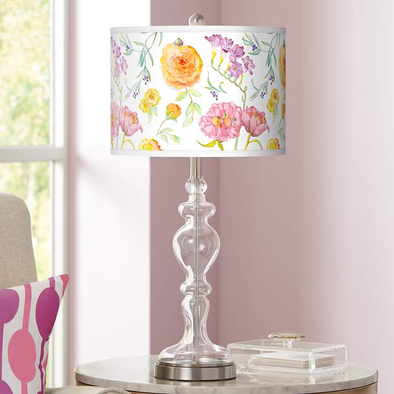 Image 1 Spring Garden Giclee Apothecary Clear Glass Table Lamp