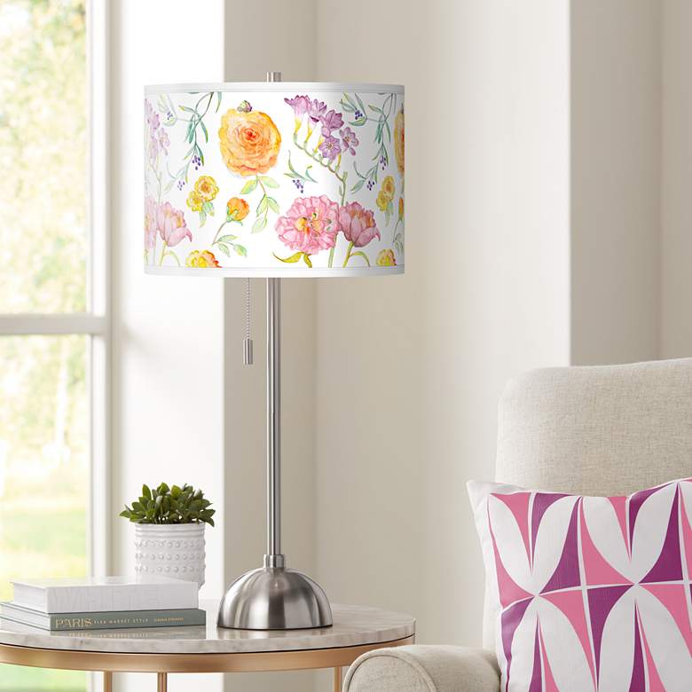 Image 1 Spring Garden Giclee Brushed Nickel Table Lamp