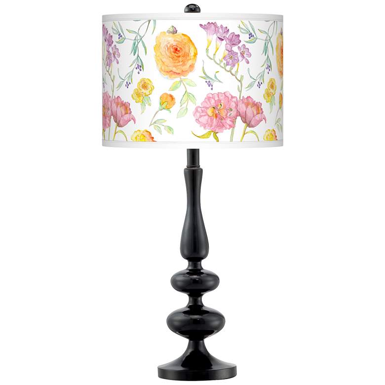 Image 1 Spring Garden Giclee Paley Black Table Lamp
