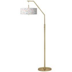 Spring&#39;s Joy Giclee Warm Gold Arc Floor Lamp