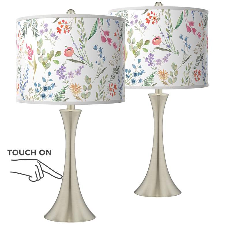 Image 1 Spring&#39;s Joy Trish Brushed Nickel Touch Table Lamps Set of 2