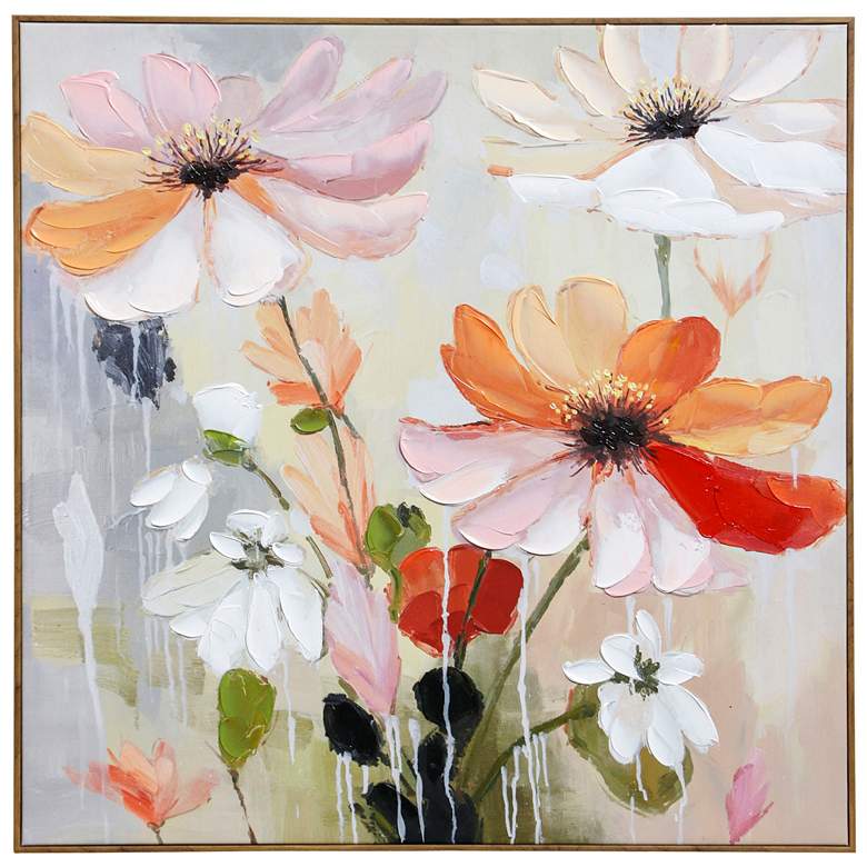 Image 1 Spring Succulent 30"W x 30"H Hand Embellished Framed Canvas Wall