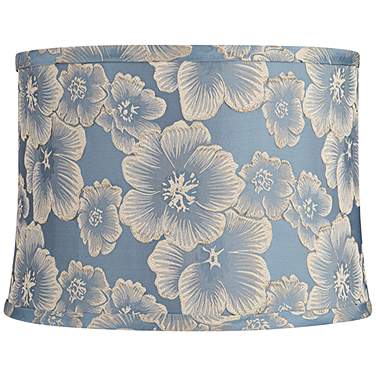 Springcrest Abbi Blue Camellia Floral Pattern Drum Shade 13x14x10 (Spider)