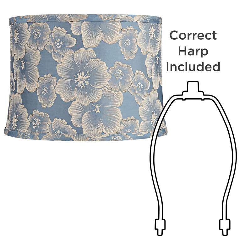 Image 6 Springcrest Abbi Blue Camellia Floral Pattern Drum Shade 13x14x10 (Spider) more views
