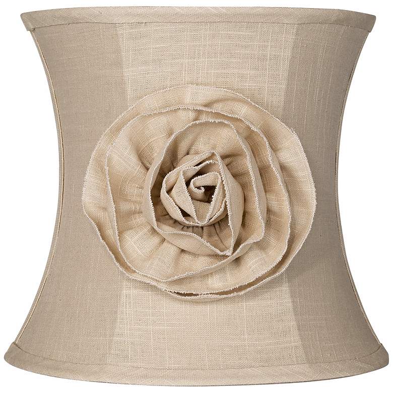 Image 1 Springcrest Almond Linen with Flower Pinched Drum Shade 11x12x11 (Spider)