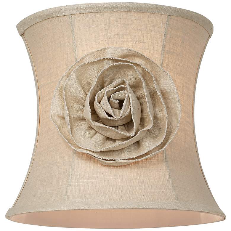 Image 3 Springcrest Almond Linen with Flower Pinched Drum Shade 11x12x11 (Spider) more views