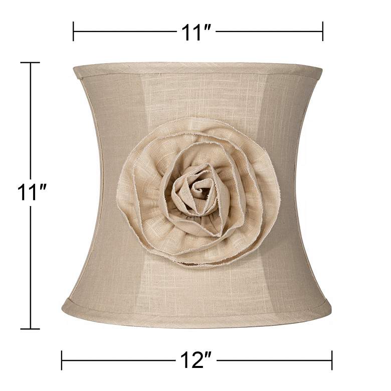 Image 6 Springcrest Almond Linen with Flower Pinched Drum Shade 11x12x11 (Spider) more views