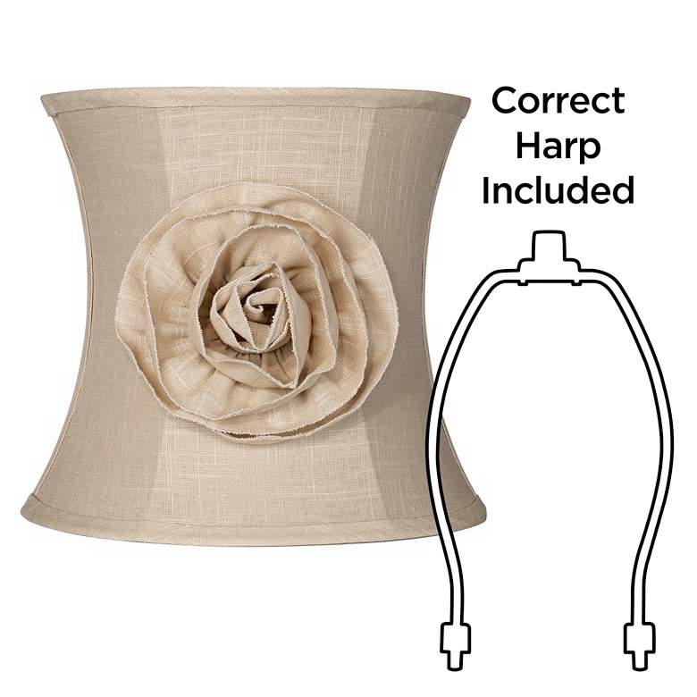 Image 7 Springcrest Almond Linen with Flower Pinched Drum Shade 11x12x11 (Spider) more views
