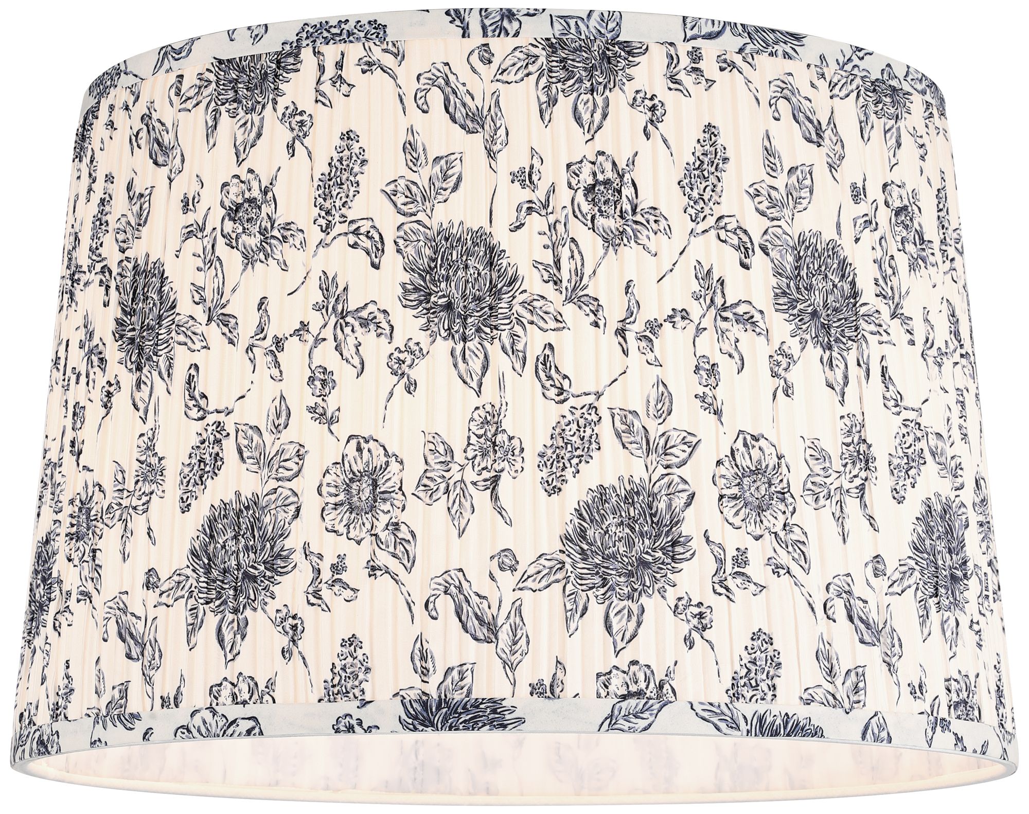 Image 3 Springcrest Annie Cobalt/White Floral Pleated Drum Shade 14x16x11 (Spider) more views