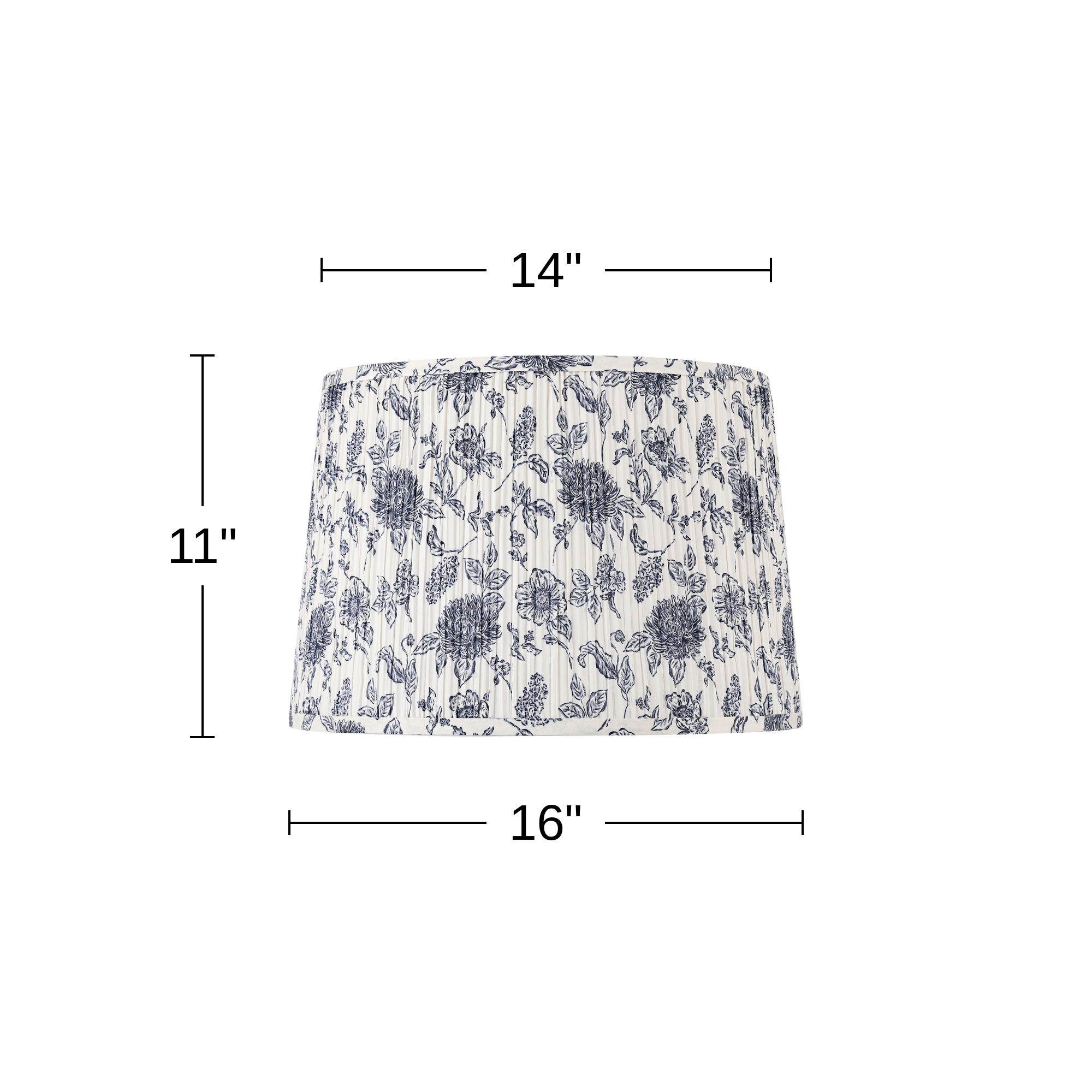 Image 7 Springcrest Annie Cobalt/White Floral Pleated Drum Shade 14x16x11 (Spider) more views