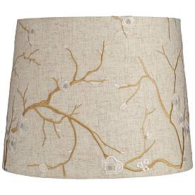 Image1 of Springcrest Beige Linen Flower Embroidered Lamp Shade 12x14x11 (Spider)