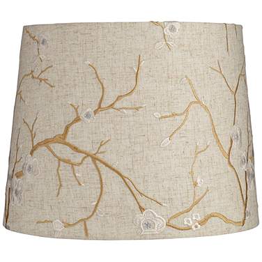 Springcrest Beige Linen Flower Embroidered Lamp Shade 12x14x11 (Spider)