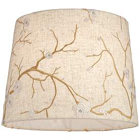 Image2 of Springcrest Beige Linen Flower Embroidered Lamp Shade 12x14x11 (Spider) more views