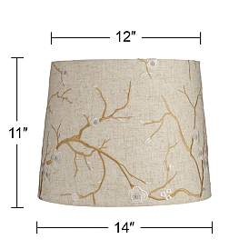 Image4 of Springcrest Beige Linen Flower Embroidered Lamp Shade 12x14x11 (Spider) more views
