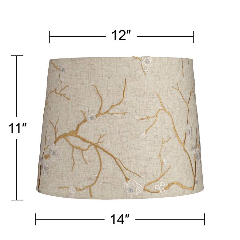 Image 4 Springcrest Beige Linen Flower Embroidered Lamp Shade 12x14x11 (Spider) more views