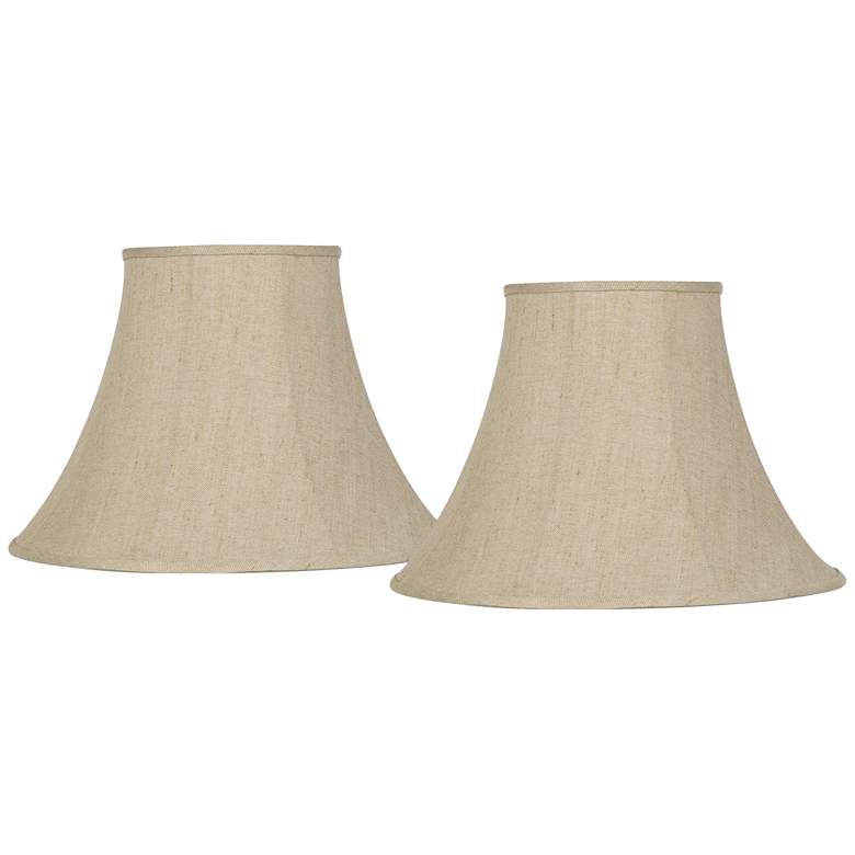 Image 1 Springcrest Beige Linen Set of 2 Bell Lamp Shades 9x19x12.5 (Spider)