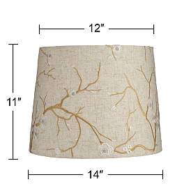 Image4 of Springcrest Beige Plum Flower Embroidered Drum Shade 12x14x11 (Spider) more views
