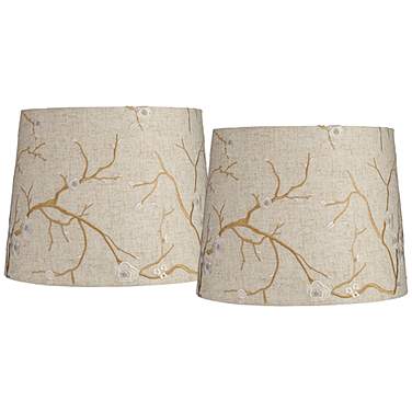 Springcrest Beige Plum Flower Set of 2 Drum Shades 12x14x11 (Spider)