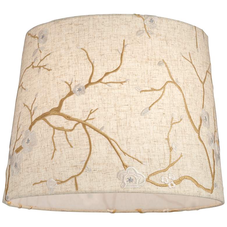 Image 3 Springcrest Beige Plum Flower Set of 2 Drum Shades 12x14x11 (Spider) more views