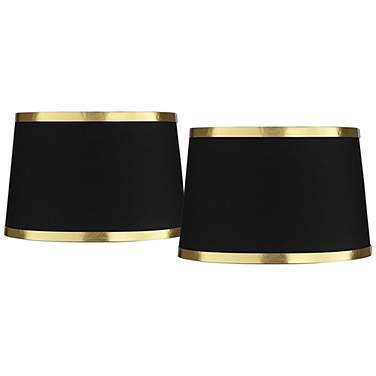 Springcrest Black Fabric Set of 2 Drum Lamp Shades 13x15x10 (Spider)