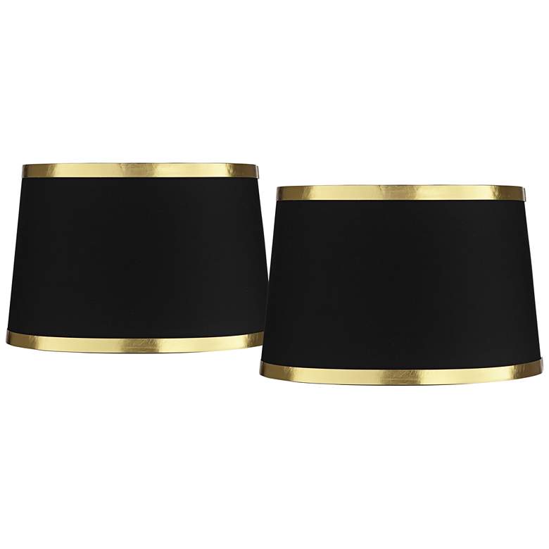 Image 1 Springcrest Black Fabric Set of 2 Drum Lamp Shades 13x15x10 (Spider)