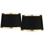 1_Springcrest Black Fabric Set of 2 Drum Lamp Shades 13x15x10 (Spider)