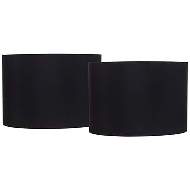 Springcrest Black Fabric Set of 2 Drum Lamp Shades 16x16x11 (Spider)